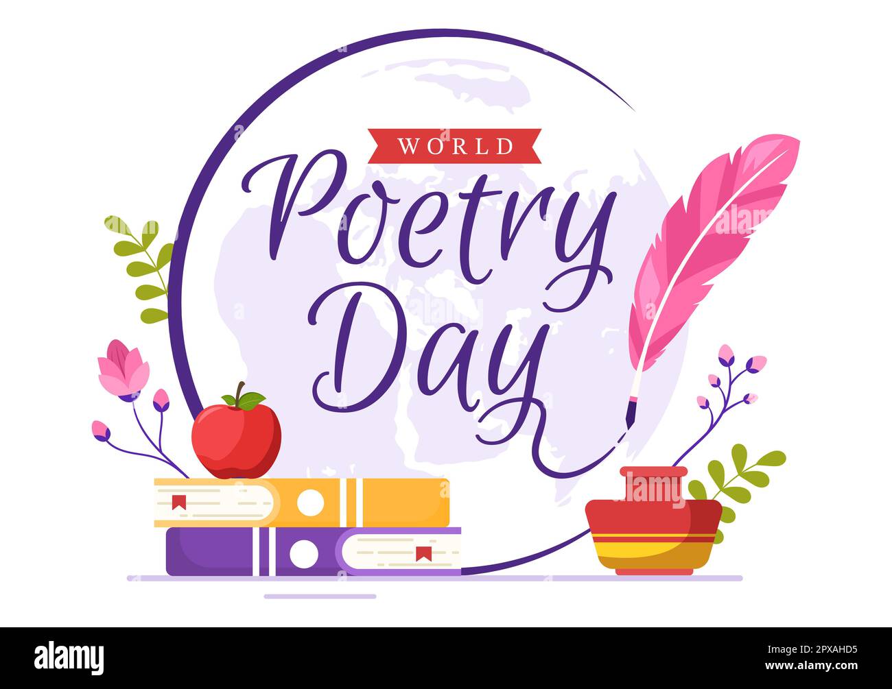 World Poetry Day on March 21 Illustration with a Quill, Paper or