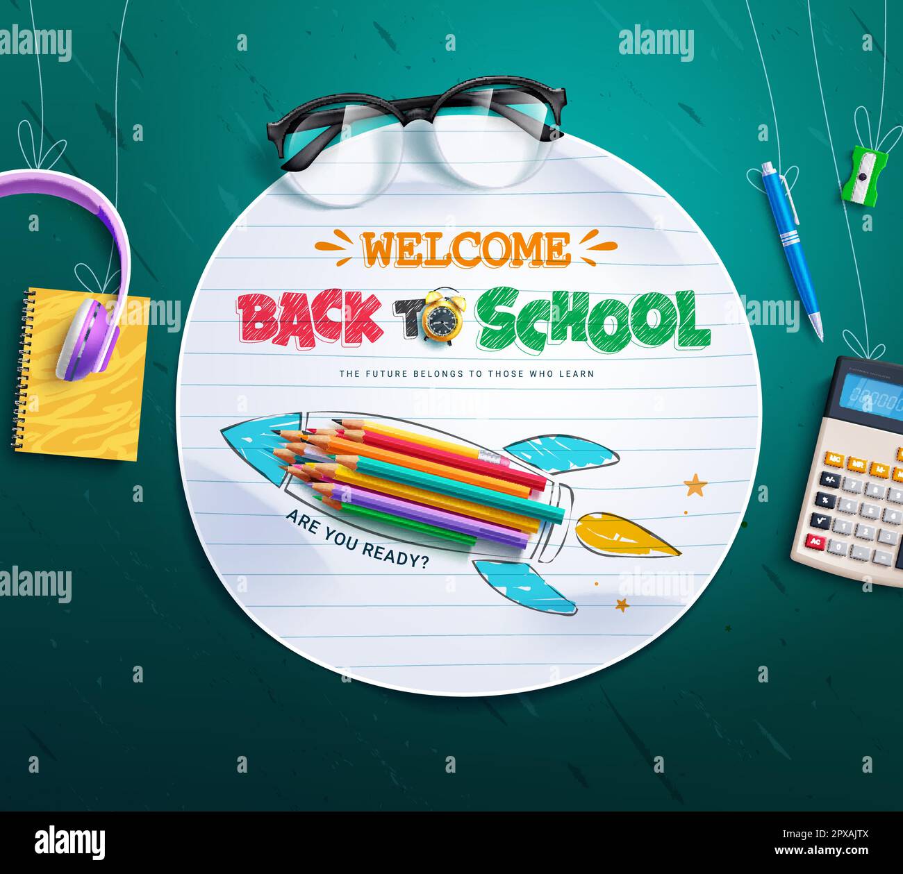 Welcome back text with colorful design elements Vector Image