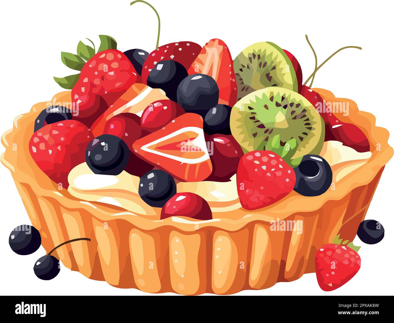 Fruit topped tart Stock Vector Images - Alamy