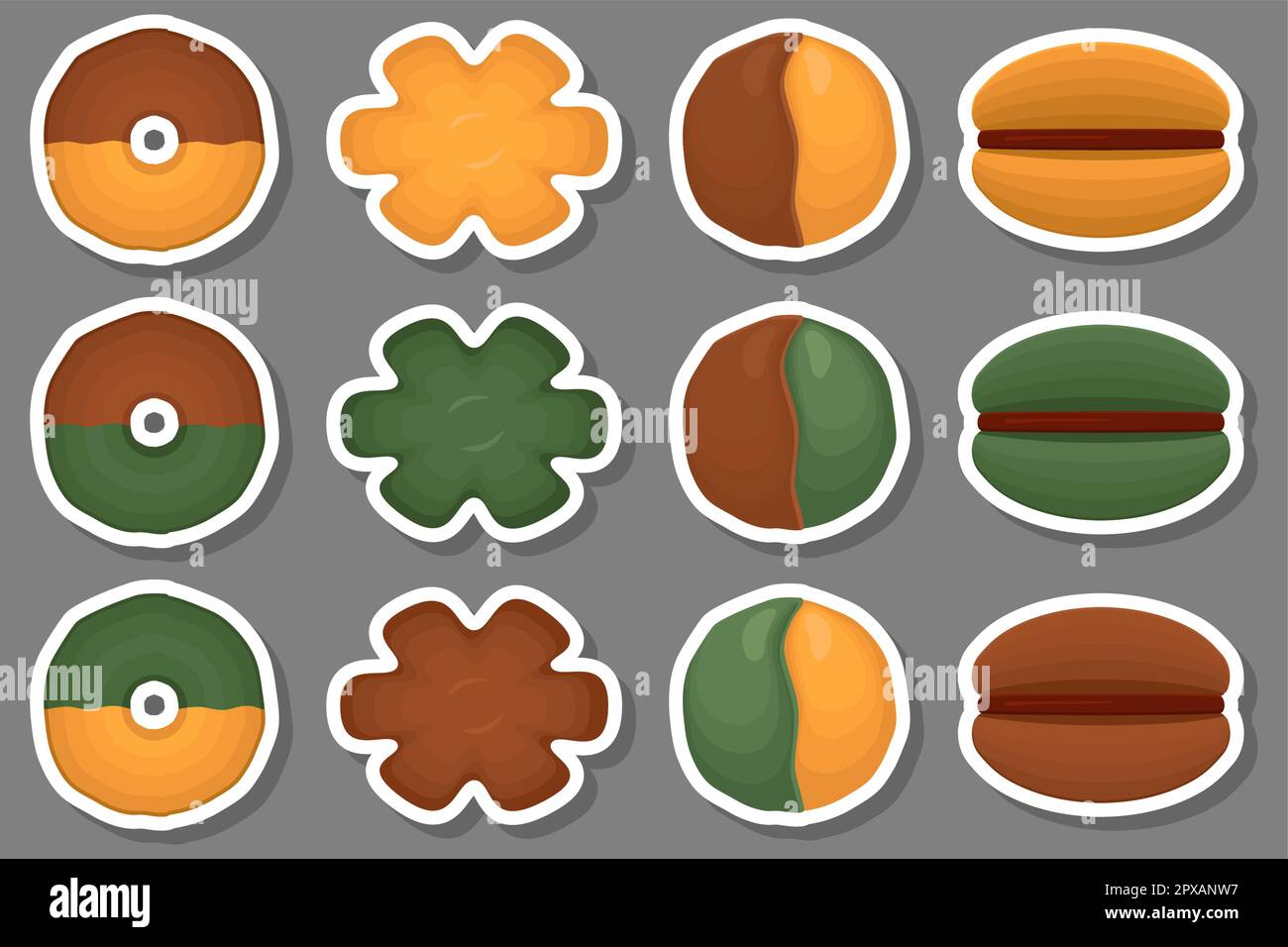 Big set homemade cookie different taste in pastry biscuit, large kit cookie consist of collectible natural tasty food biscuit it pastry accessory, fre Stock Vector