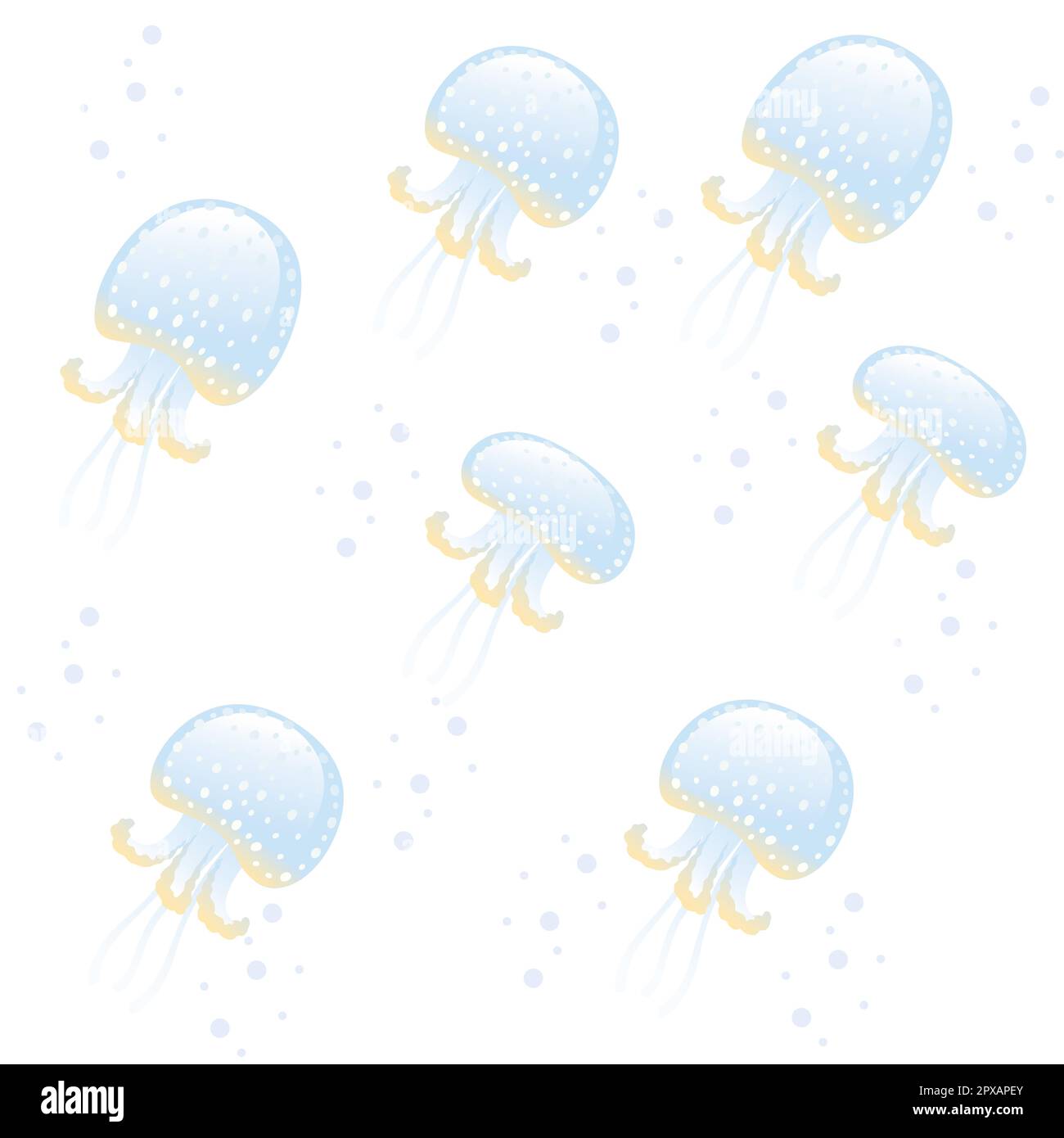 Seamless pattern with blue jellyfish vector illustration on white ...