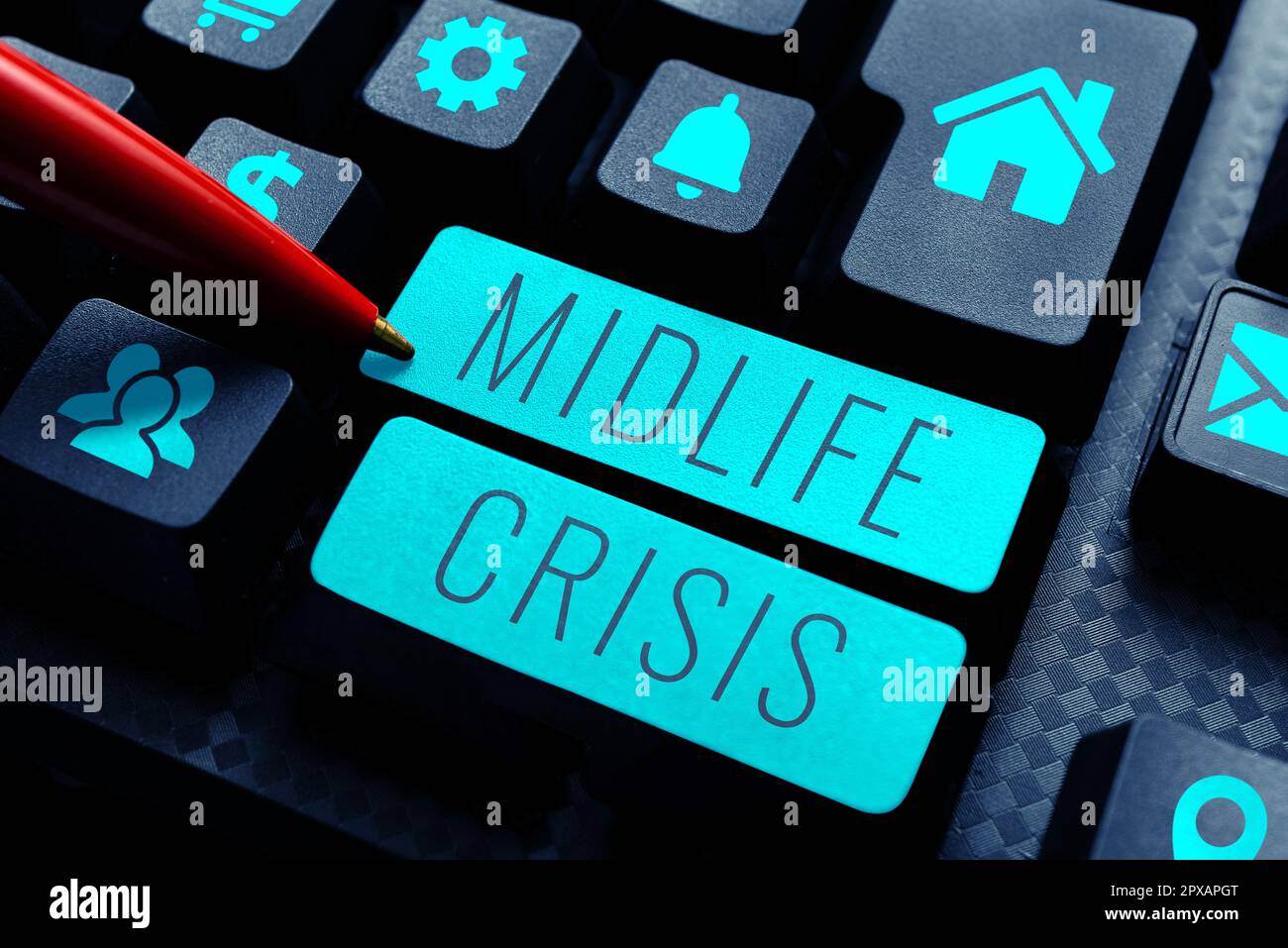 Sign displaying Midlife Crisis, Word for Software development technique Decomposing an application Stock Photo