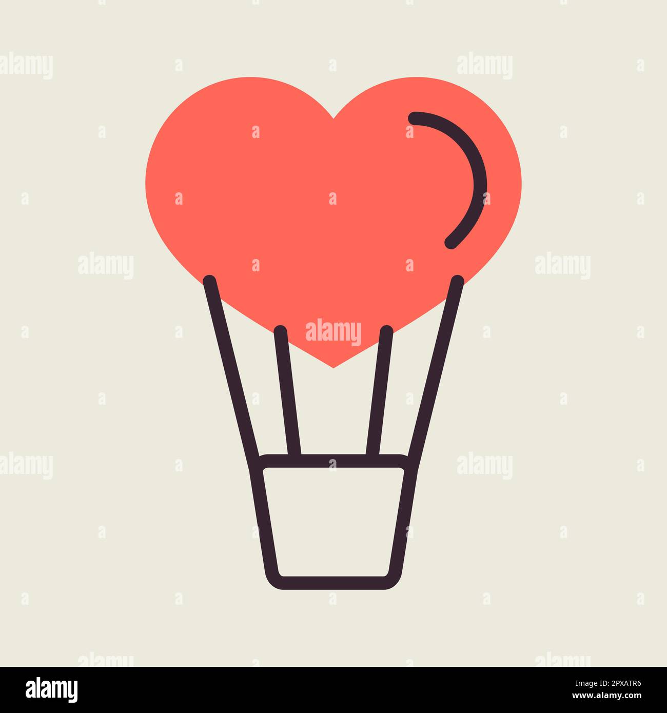 Heart air balloon icon. Valentines day symbol. Vector illustration ...