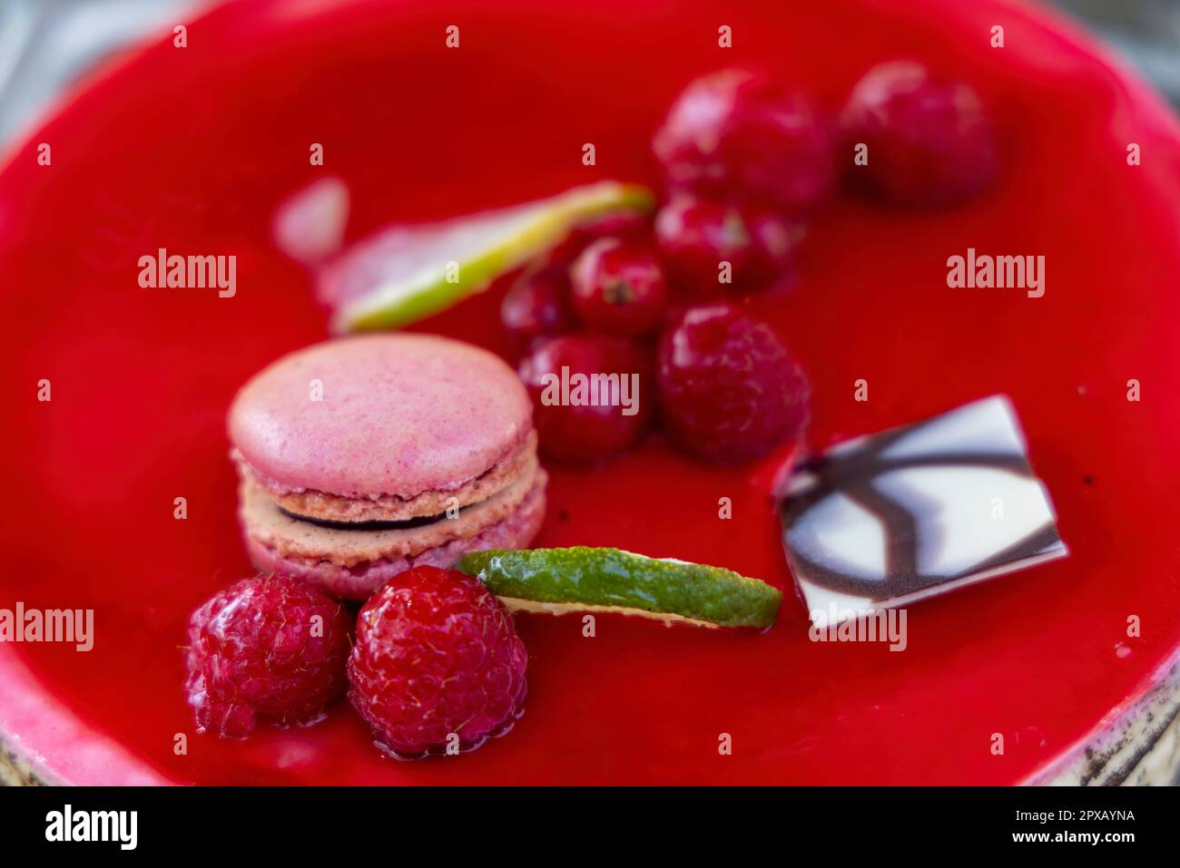 jelly fruit cake with a macaroon Stock Photo