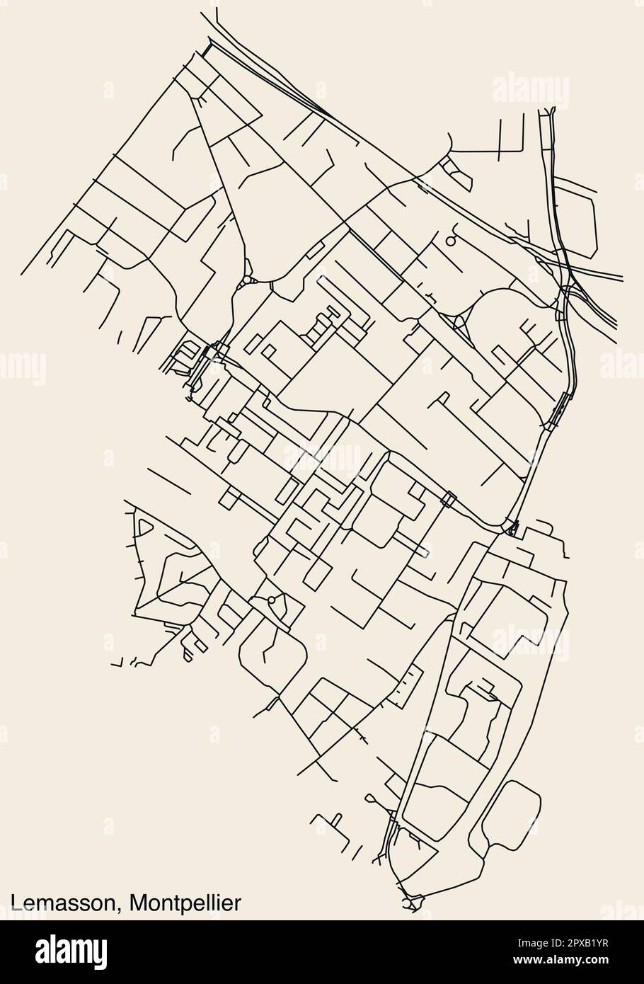 Street roads map of the LEMASSON NEIGHBOURHOOD, MONTPELLIER Stock Vector Image & Art Alamy