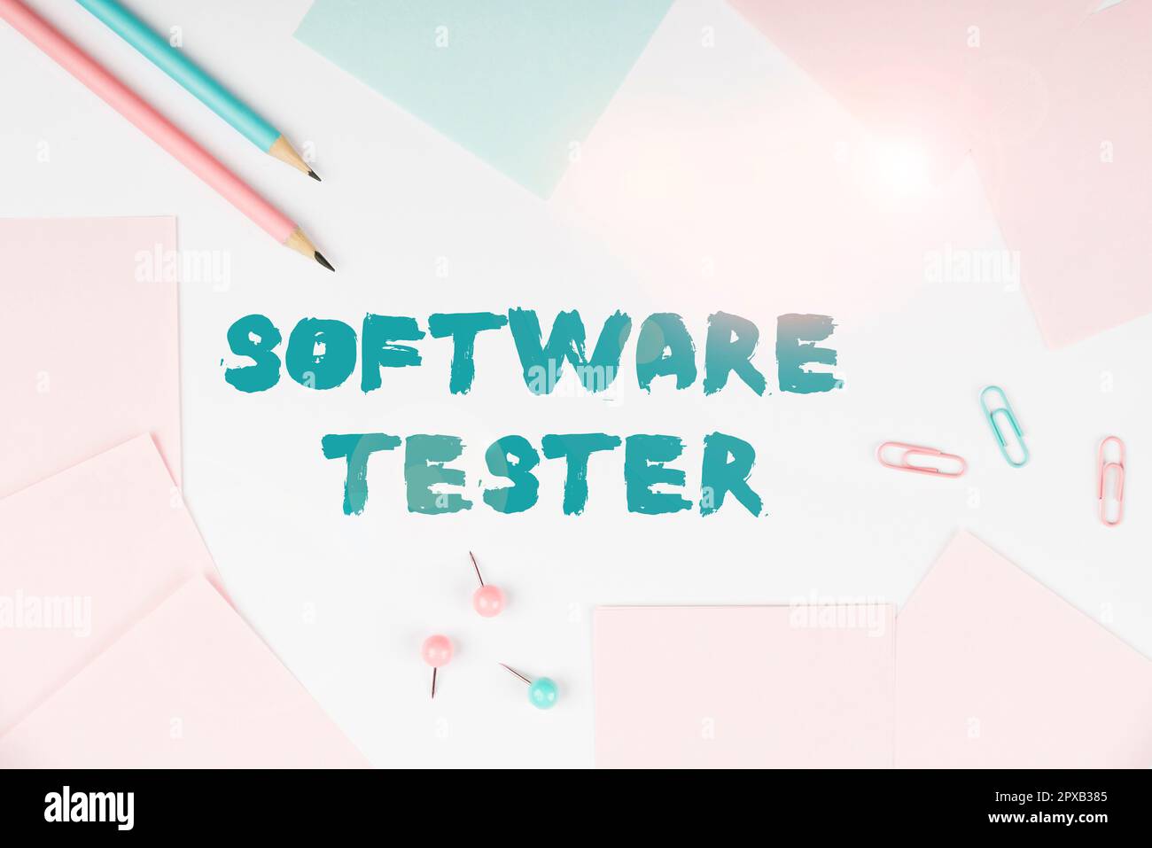 Sign displaying Software Tester, Concept meaning implemented to protect software against malicious attack Stock Photo
