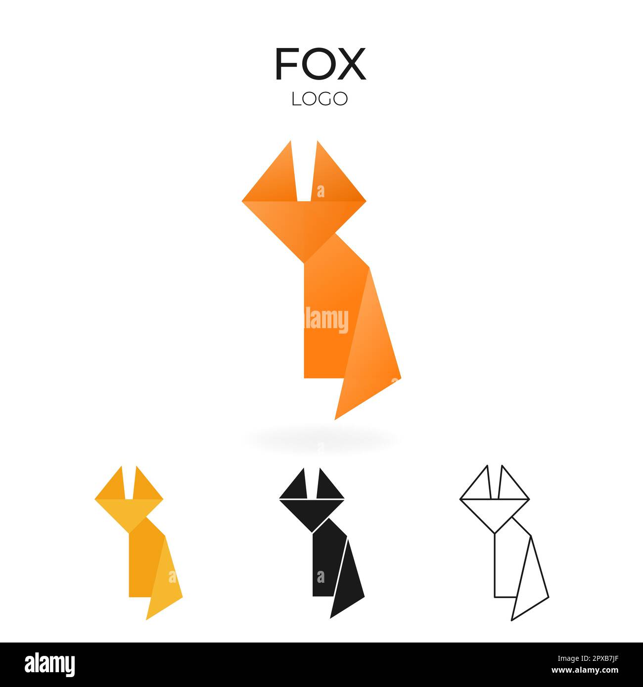 Origami vector logo and icon with fox.  Stock Vector
