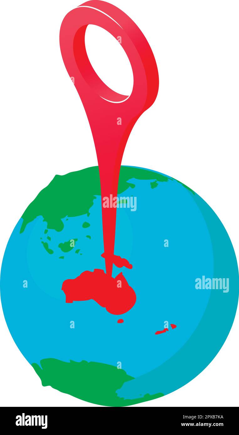 World pin icon isometric vector. earth globe with big red gps