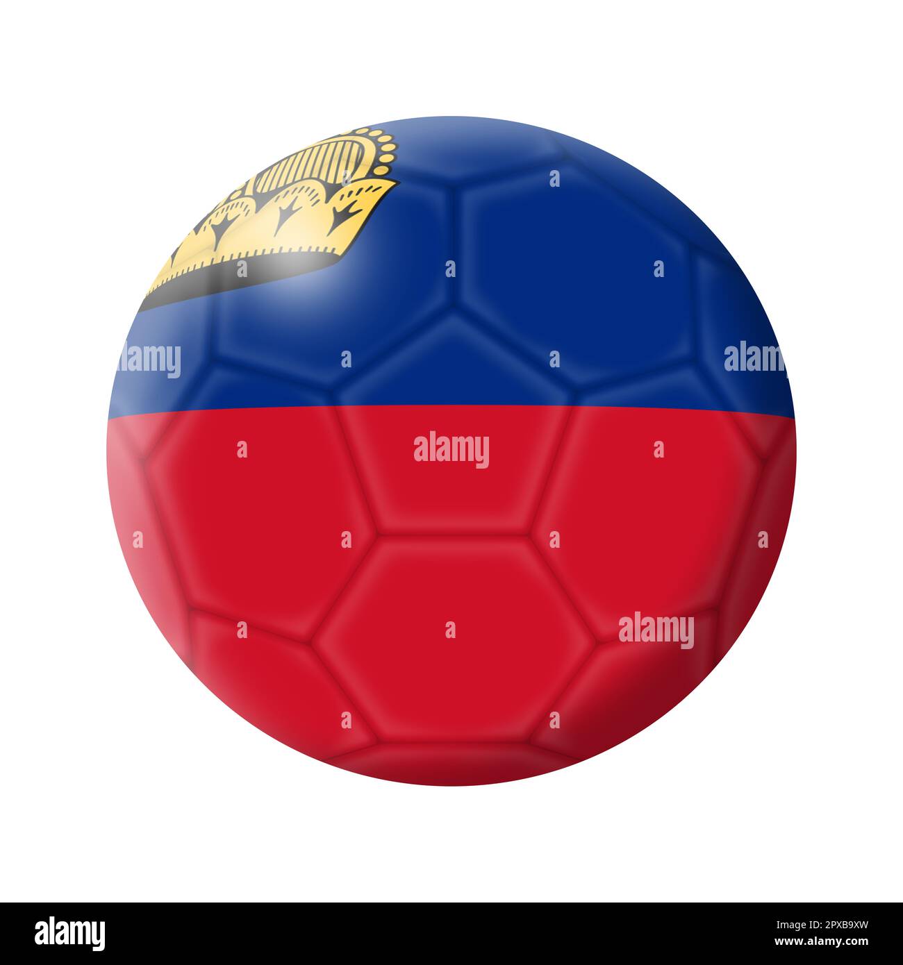 A Leichtenstein soccer ball football 3d illustration isolated on white with clipping path Stock Photo