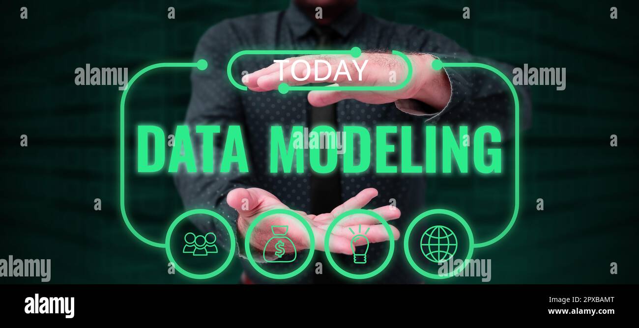 Sign displaying Data Modeling, Business concept process of transferring data between data storage systems Stock Photo