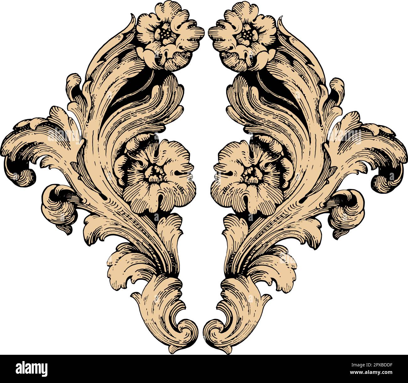 Vector baroque of vintage elements for design. Baroque Scroll as