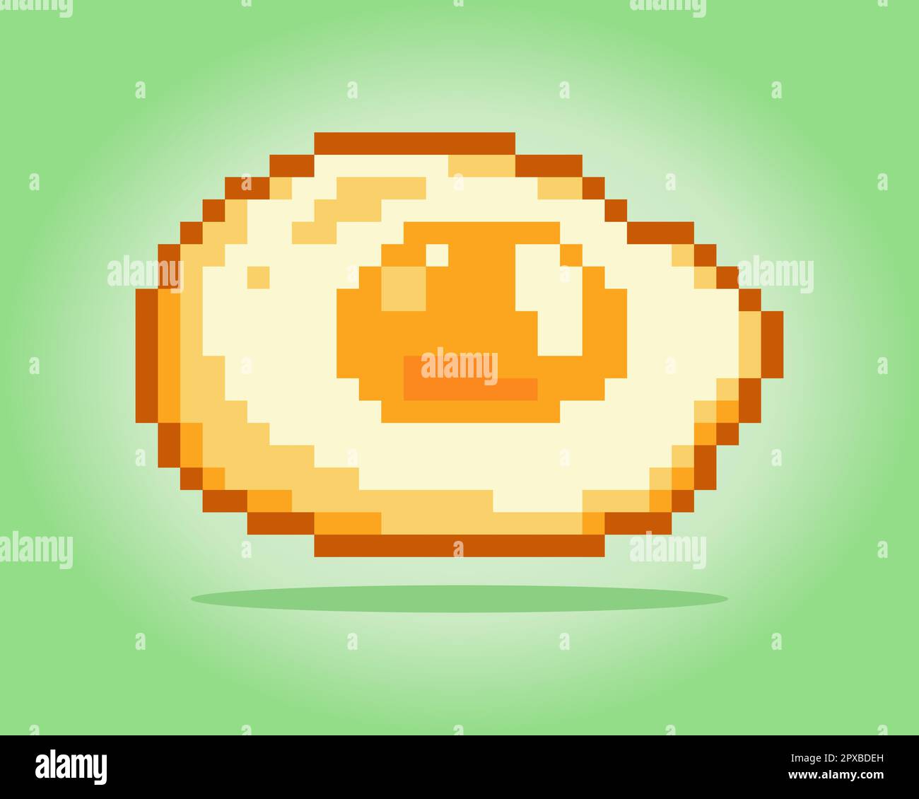 8-bit pixel egg yolk image. Food in illustration of vector art of