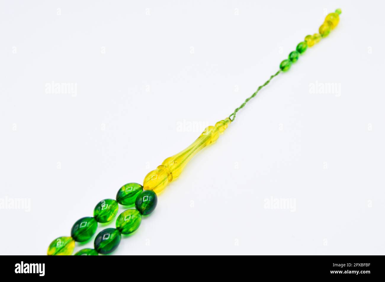 Green and yellow beads sequenced, short rosary, tespih tesbih, an