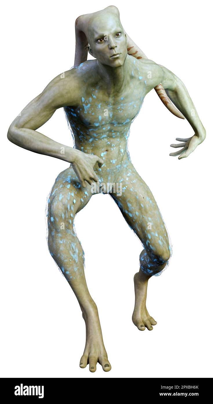 3D rendering of a green alien isolated on white background Stock Photo ...