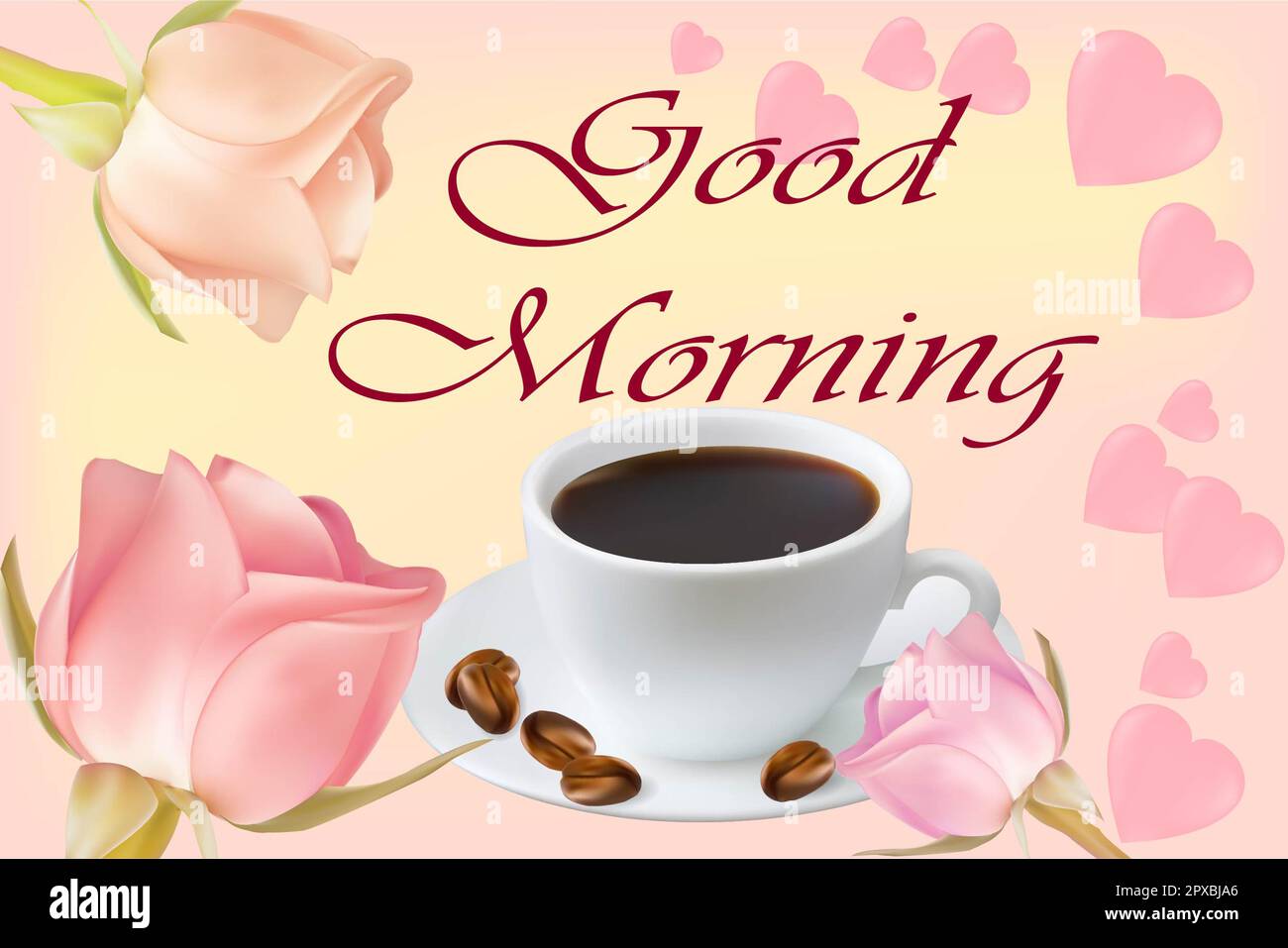 Good Morning Pink Coffee Greeting Template