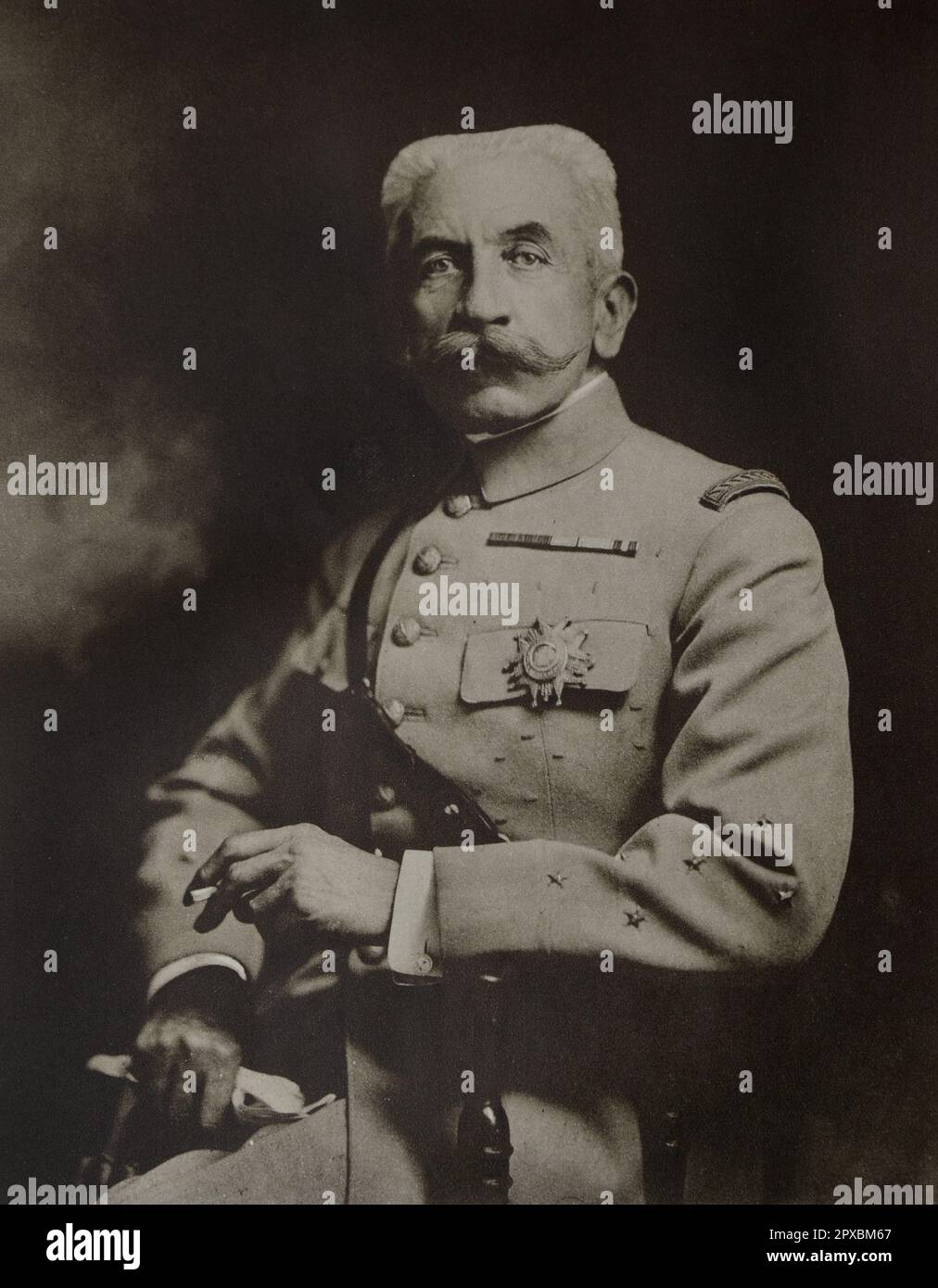 French general Lyautey.  Louis Hubert Gonzalve Lyautey (1854 – 1934) was a French Army general and colonial administrator. After serving in Indochina and Madagascar, he became the first French Resident-General in Morocco from 1912 to 1925. Early in 1917 he served briefly as Minister of War. From 1921 he was a Marshal of France. He was dubbed the French empire builder, and in 1931 made the cover of Time. Stock Photo