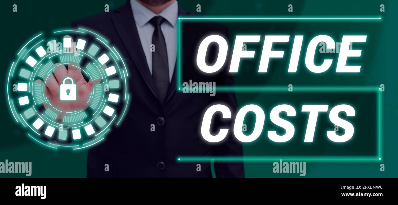 Amount Office Text sign showing Office Costs, Business approach amount of money paid ...