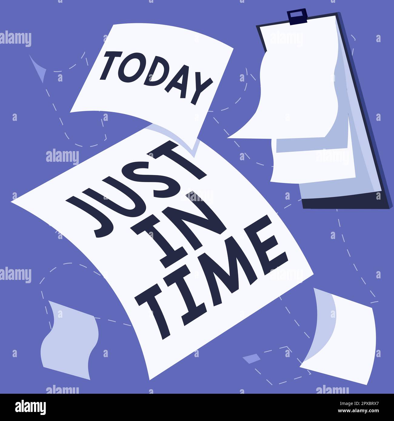 Writing displaying text Just In Time, Concept meaning Arriving exactly ...