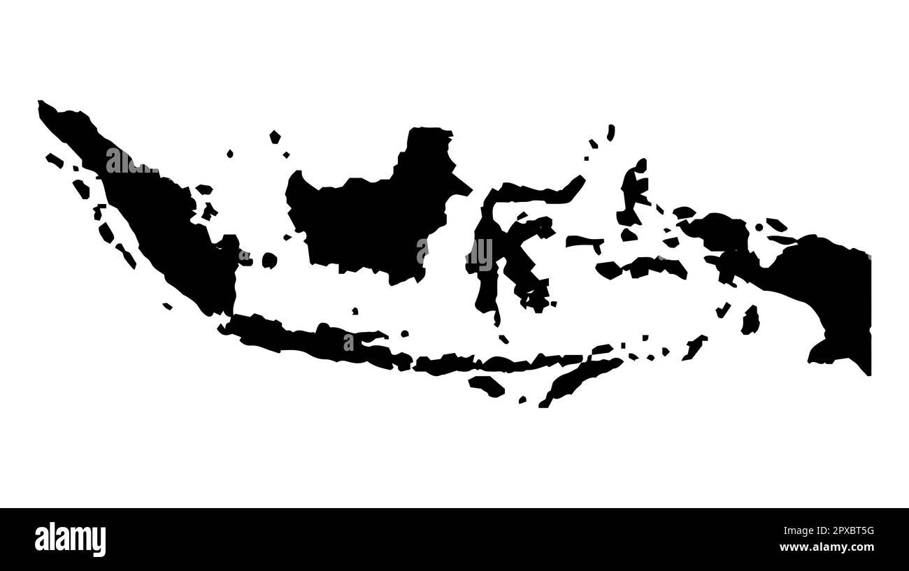 Indonesia black silhouette map on a white background Stock Photo - Alamy