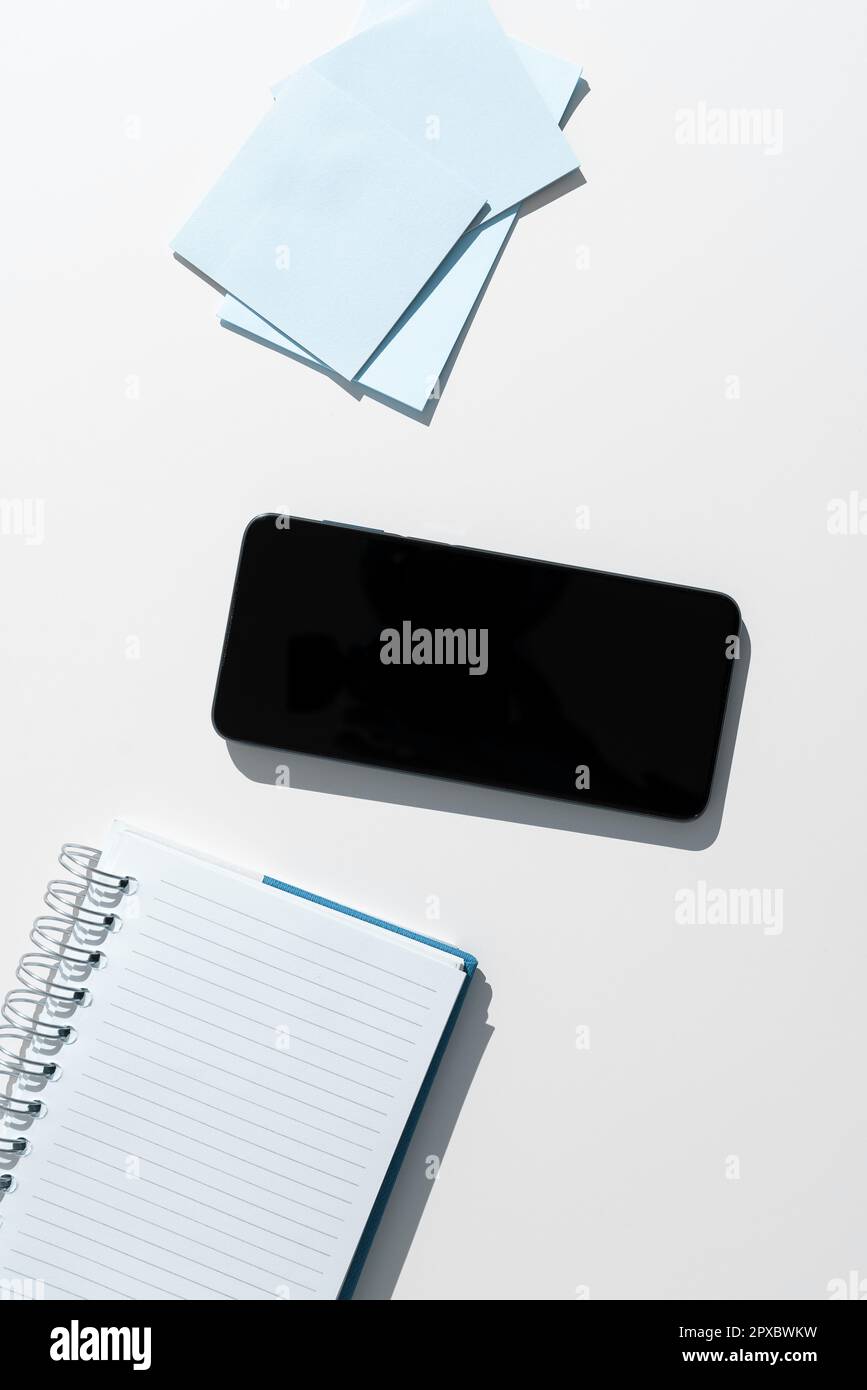 Mobile Phone Screen With Important Ideas On It And Note Sticked Stock ...