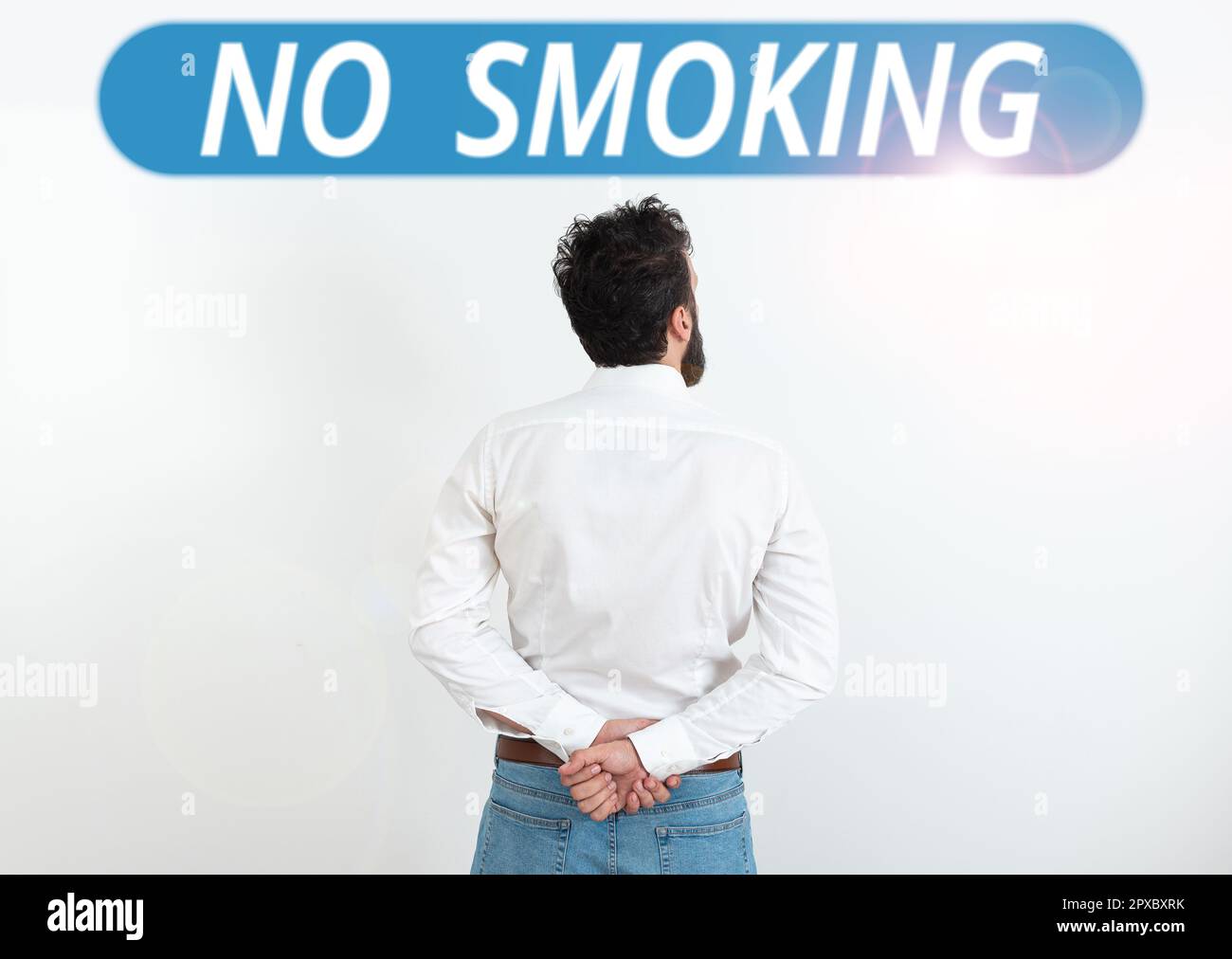 Handwriting text No Smoking, Word for using tobacco is forbiden in this