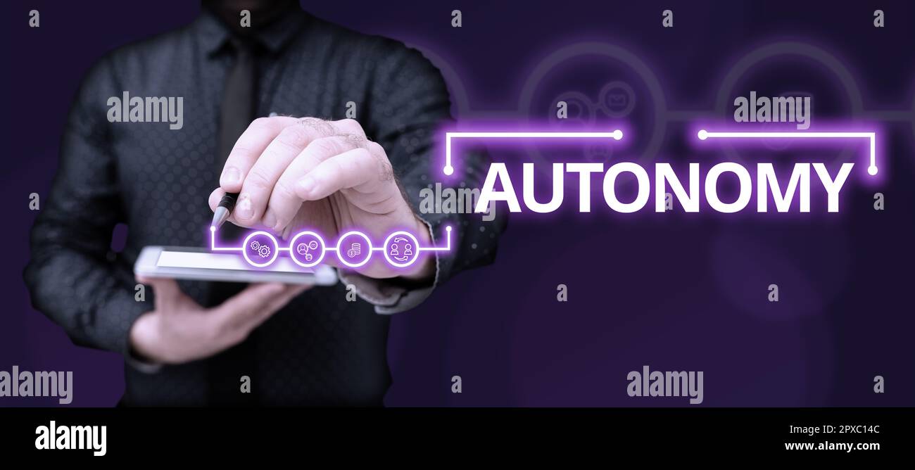Writing Autonomy Graphics Writing displaying text Autonomy, Business concept vehicle that can ...