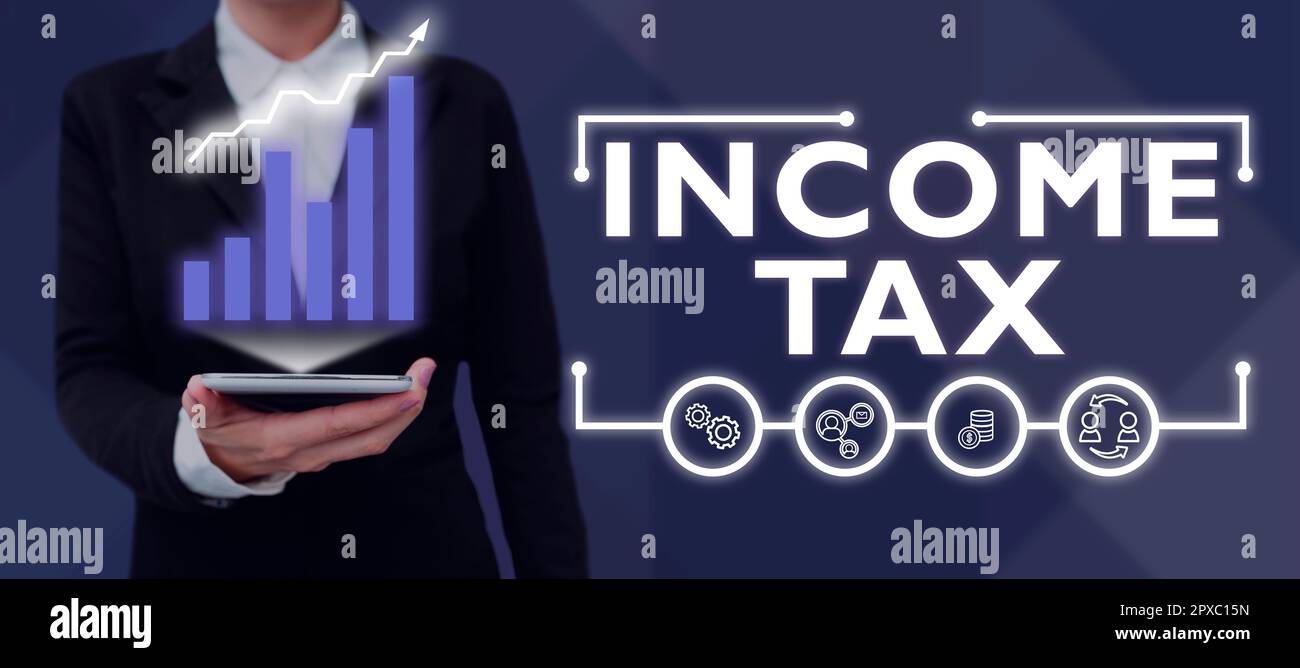 Earn Income Sign Inspiration showing sign Income Tax, Word Written on Annual charge ...
