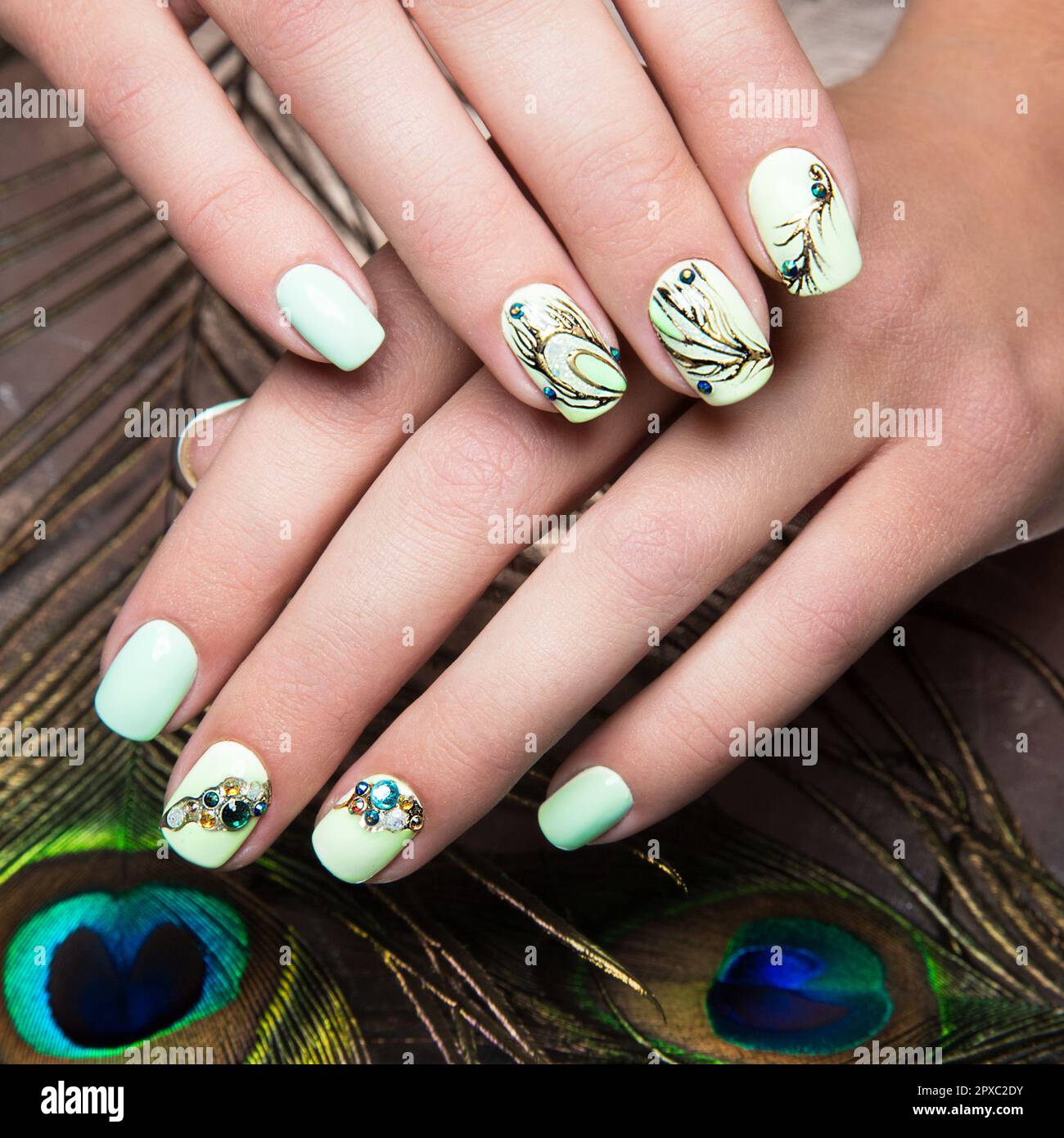 peacock nail  Peacock nails, Peacock nail designs, Pretty nails