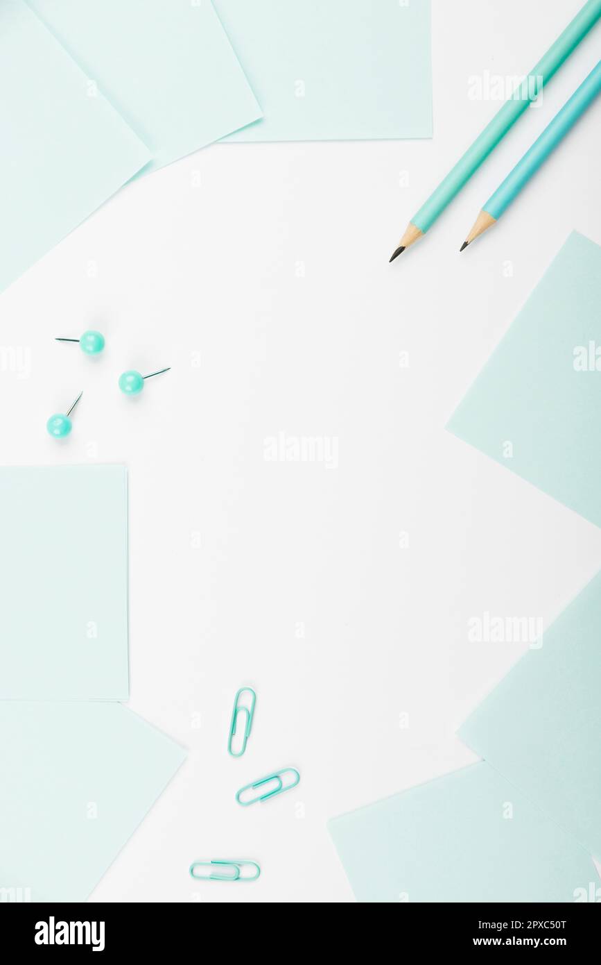 Multiple Assorted Collection Office Stationery Photo Placed Over Table Stock Photo