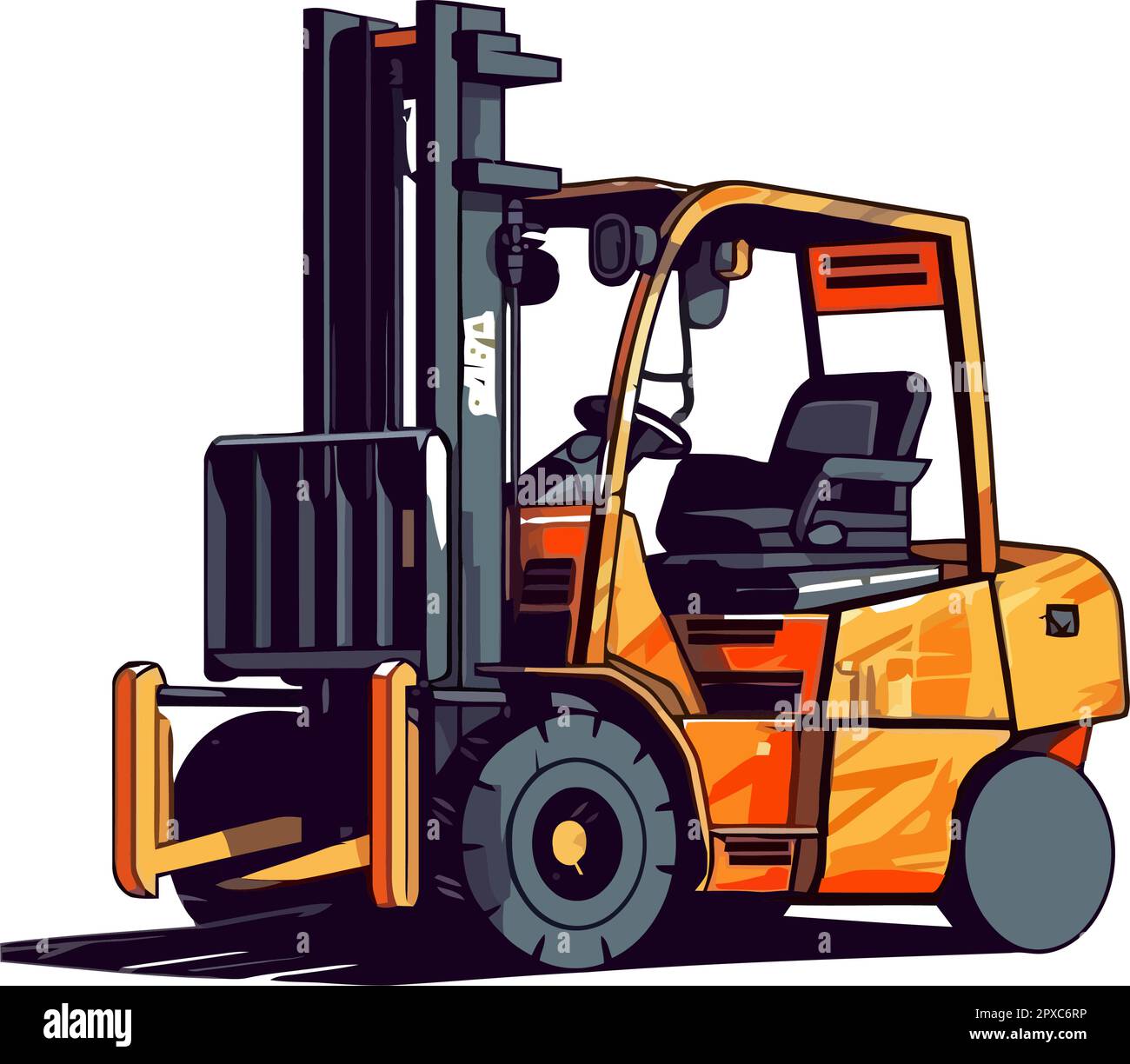 machinery delivering cargo containers to warehouse Stock Vector