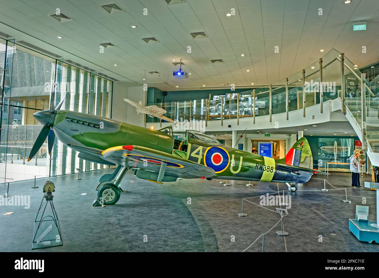The Potteries Museum Spitfire Hall. RW388 was given to Stoke-on-Trent. It honours Reginald Mitchell, the Staffordshire designer of the Spitfire. Stock Photo