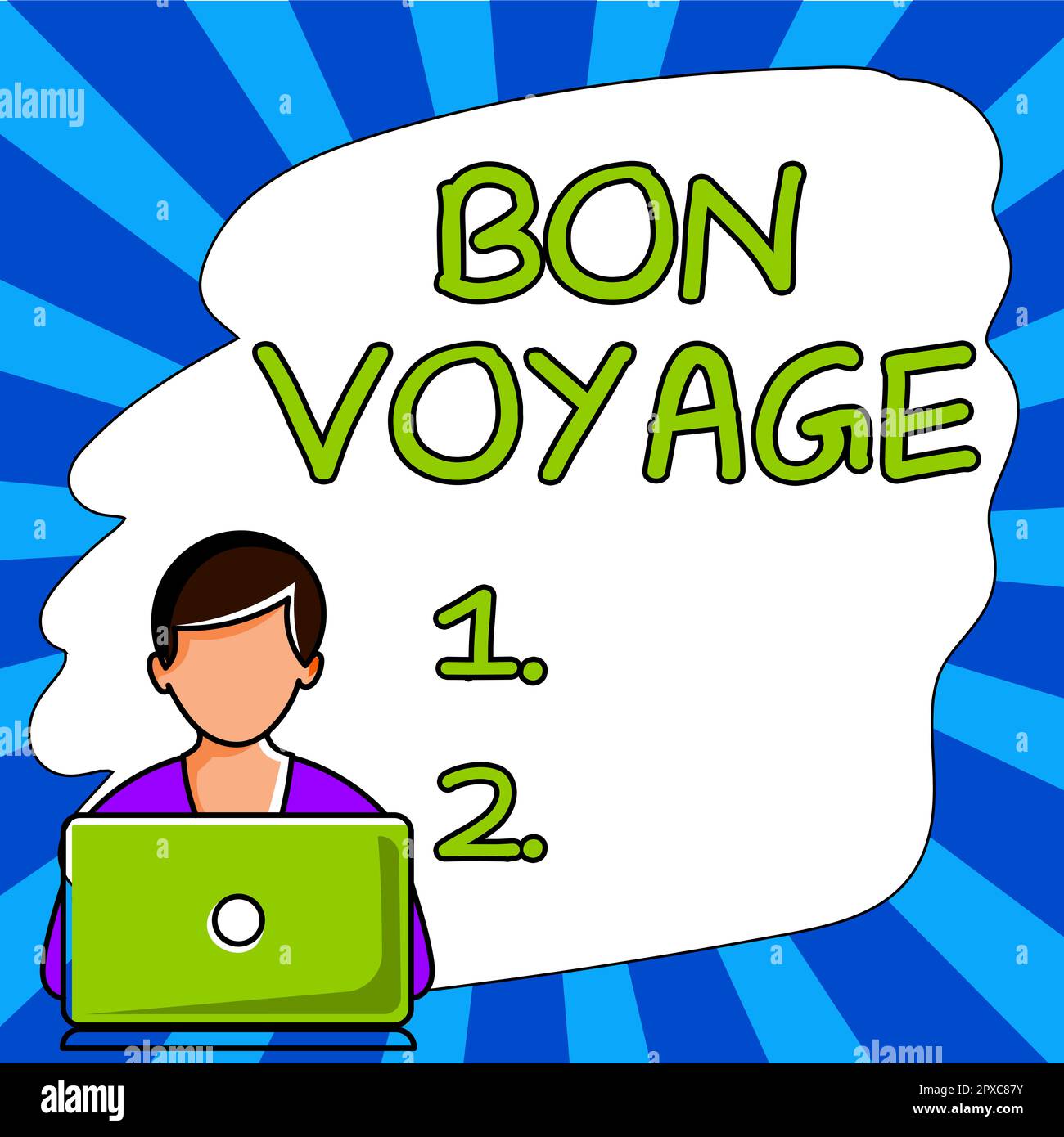 Text caption presenting Bon Voyage, Word Written on Used express 