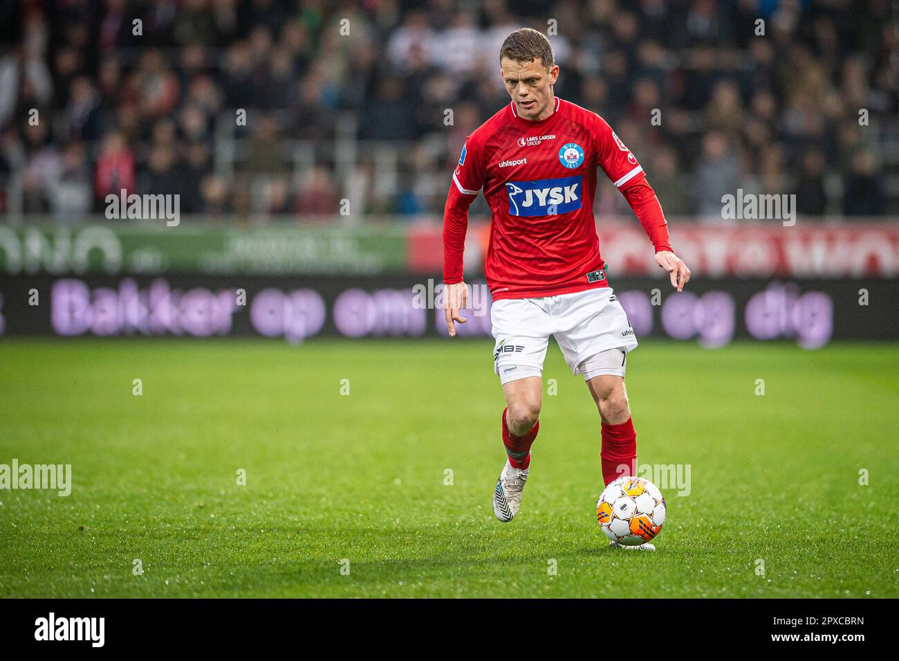 Herning, Denmark. 01st May, 2023. Kasper Kusk (7) of Silkeborg IF seen during the 3F Superliga match between FC Midtjylland and Silkeborg IF at MCH Arena in Herning. (Photo Credit: Gonzales Photo/Alamy Live News Stock Photo