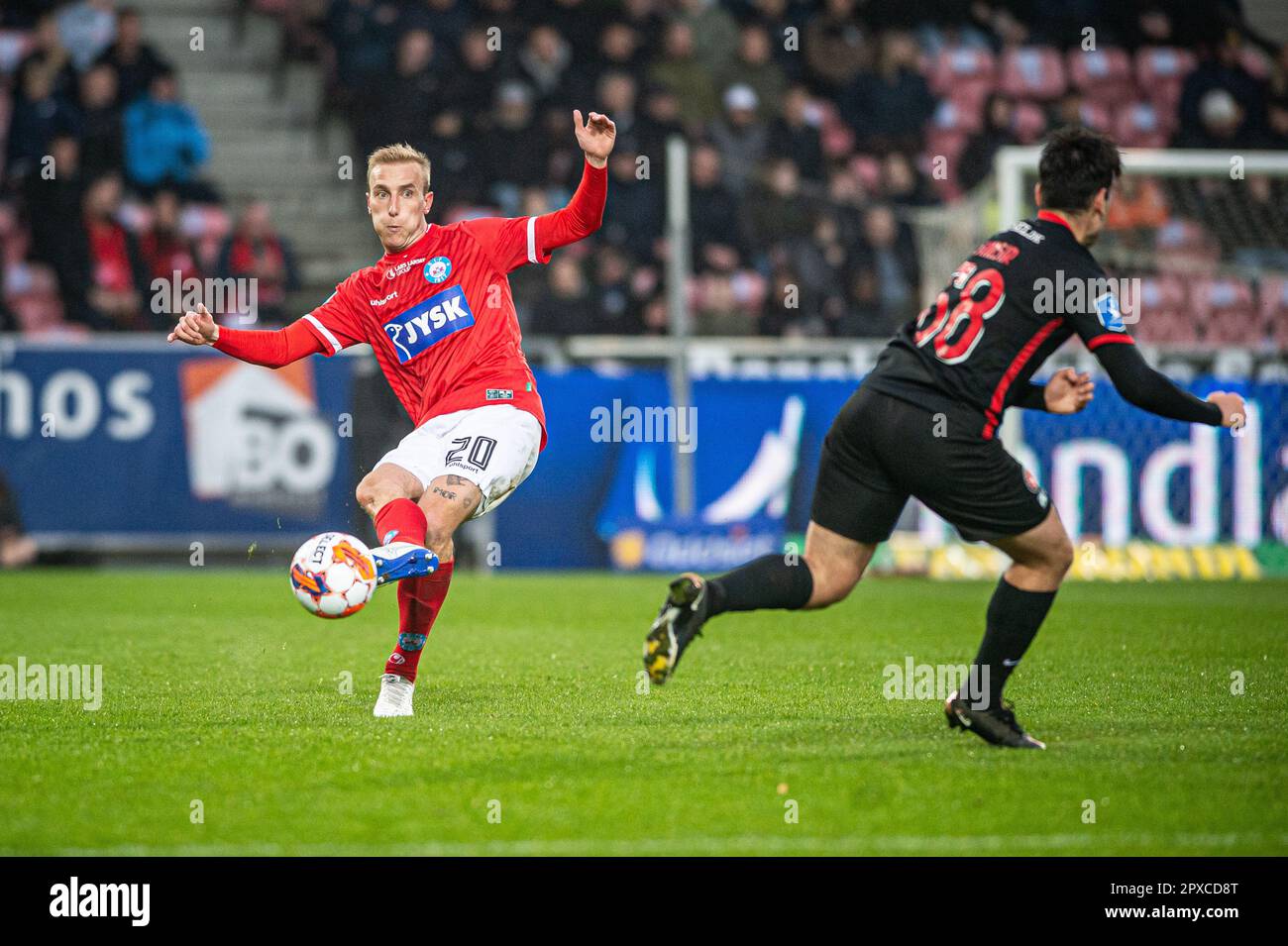 Herning, Denmark. 01st May, 2023. Tobias Salquist (20) of Silkeborg IF seen during the 3F Superliga match between FC Midtjylland and Silkeborg IF at MCH Arena in Herning. (Photo Credit: Gonzales Photo/Alamy Live News Stock Photo