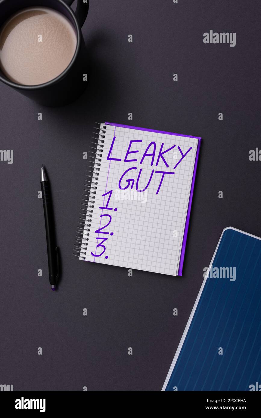 Handwriting text Leaky Gut, Word for A condition in which the lining of small intestine is damaged Stock Photo