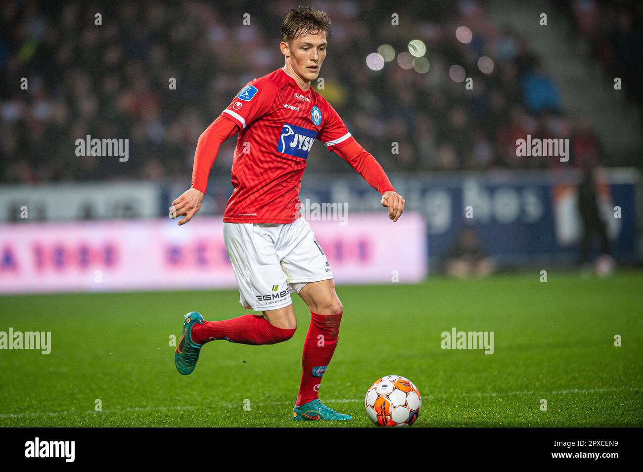 Herning, Denmark. 01st May, 2023. Oliver Sonne (5) of Silkeborg IF seen during the 3F Superliga match between FC Midtjylland and Silkeborg IF at MCH Arena in Herning. (Photo Credit: Gonzales Photo/Alamy Live News Stock Photo