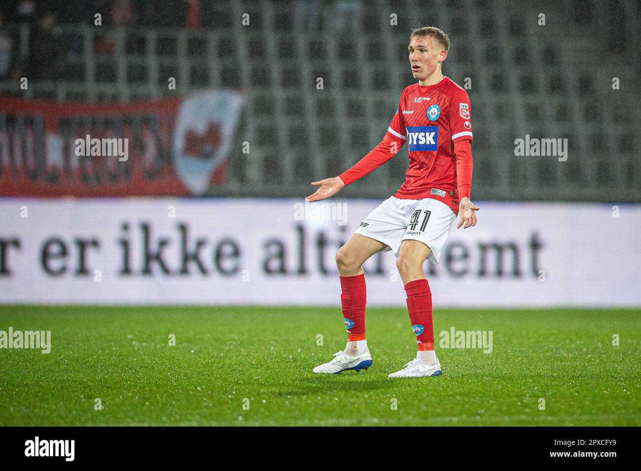 Herning, Denmark. 01st May, 2023. Oskar Boesen (41) of Silkeborg IF seen during the 3F Superliga match between FC Midtjylland and Silkeborg IF at MCH Arena in Herning. (Photo Credit: Gonzales Photo/Alamy Live News Stock Photo