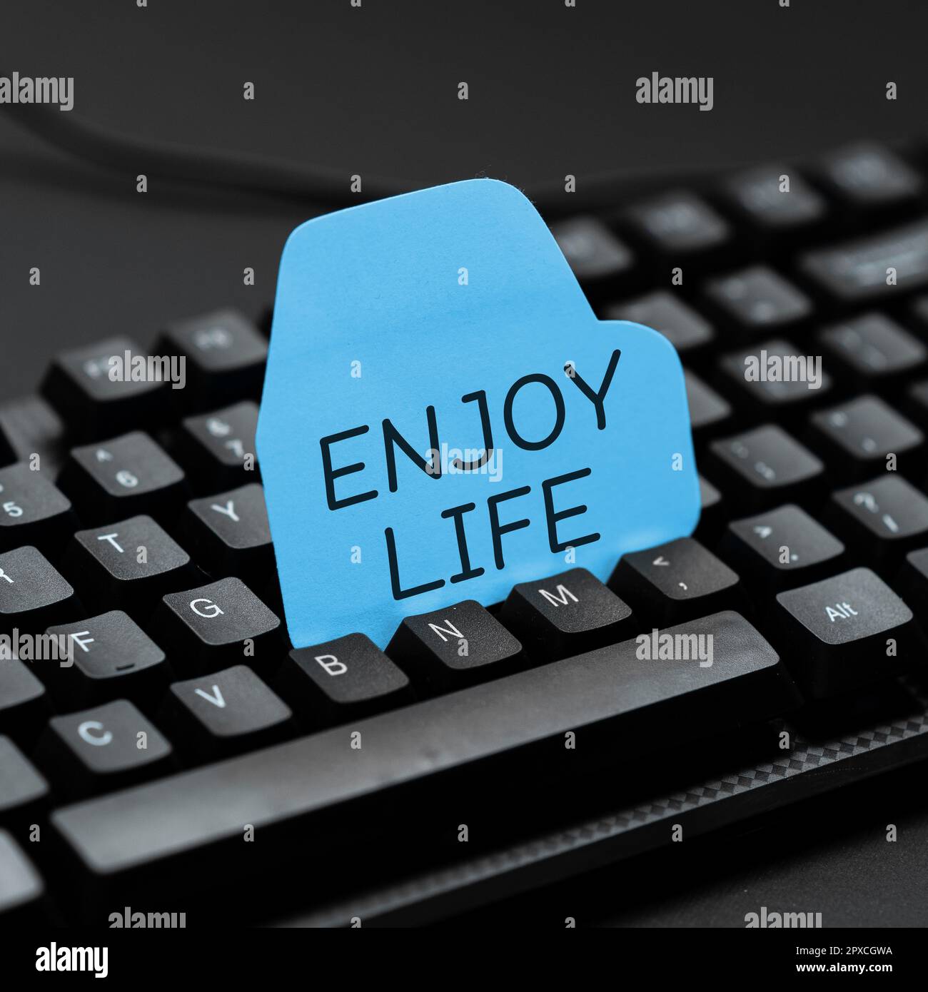 Text caption presenting Enjoy Life, Business approach Any thing, place,food or person, that makes you relax and happy Stock Photo