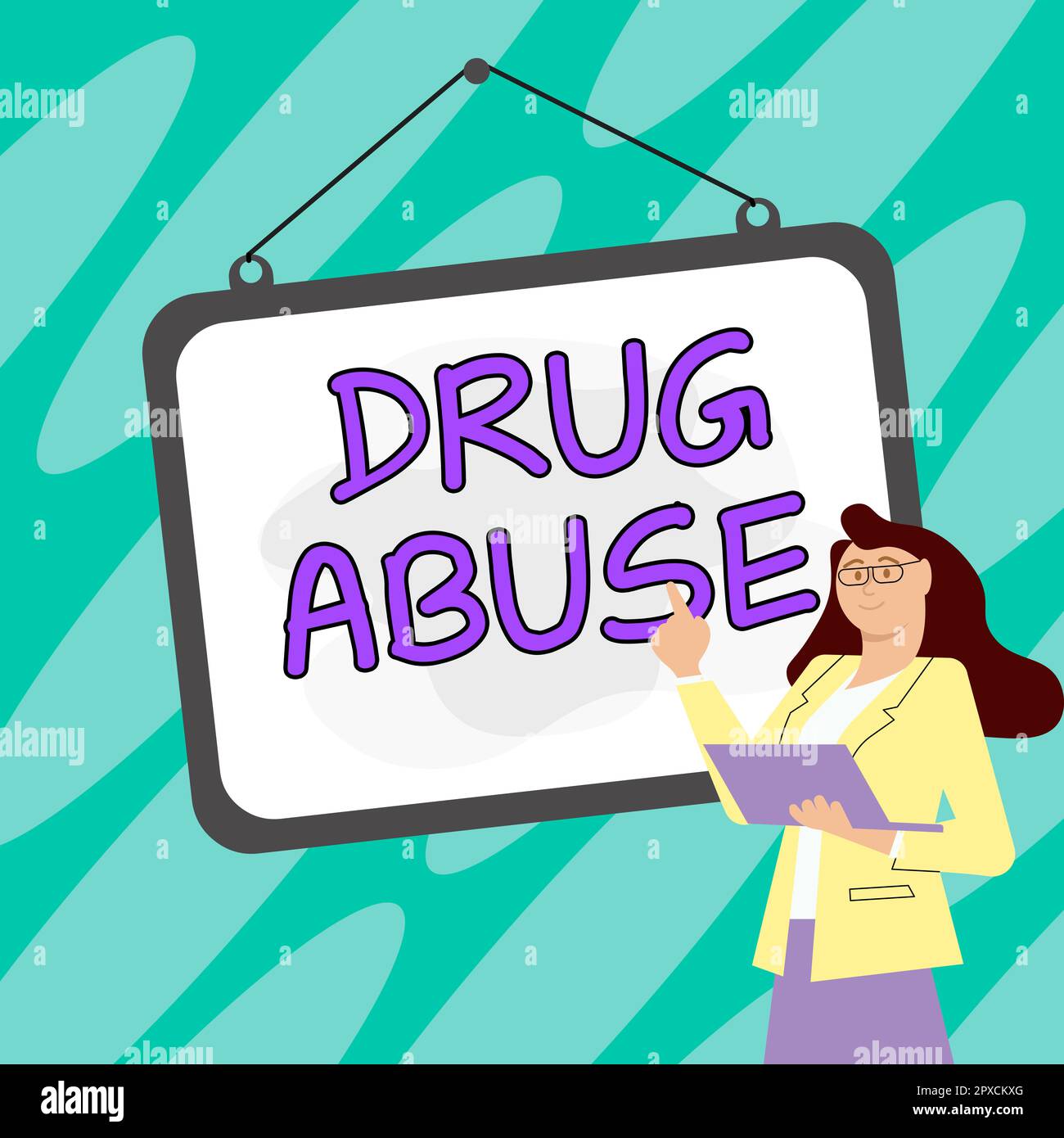 Writing displaying text Drug Abuse, Concept meaning Compulsive 