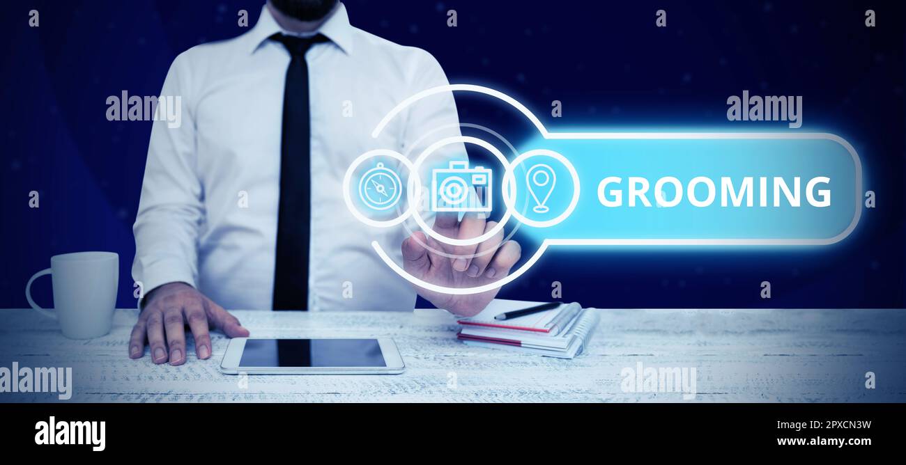 Grooming Text Text caption presenting Grooming, Business showcase hygienic care and ...