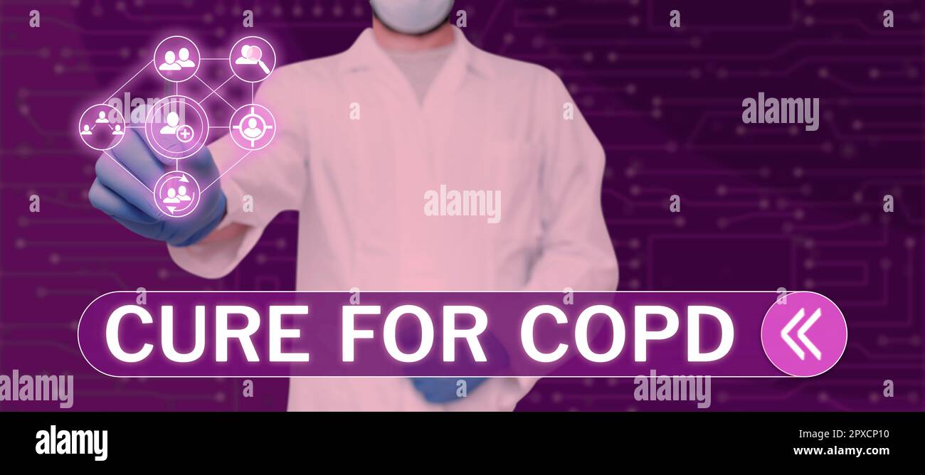 Sign displaying Cure For Copd, Concept meaning Medical treatment over Chronic Obstructive