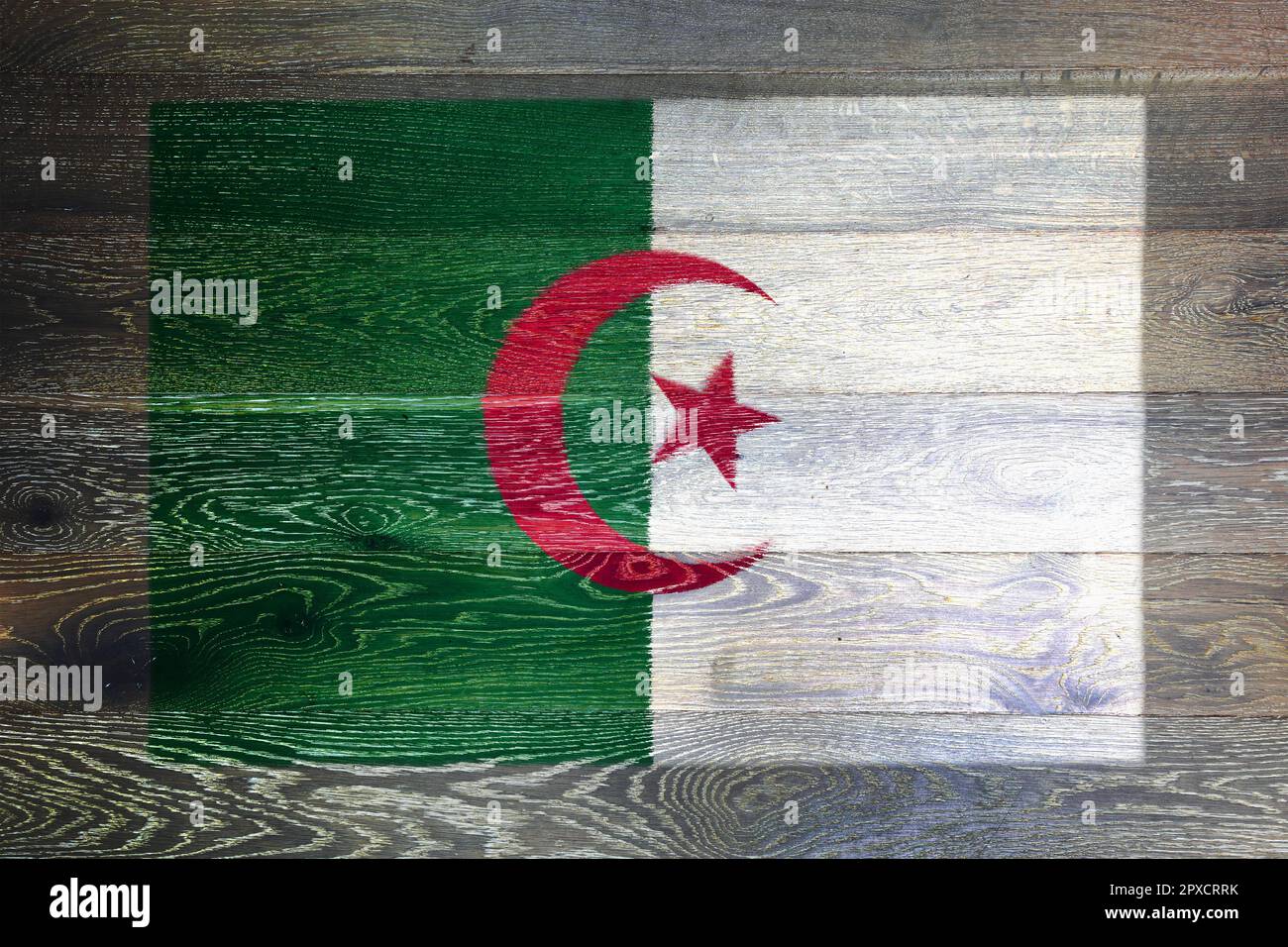 An Algeria flag on rustic old wood surface background Stock Photo - Alamy