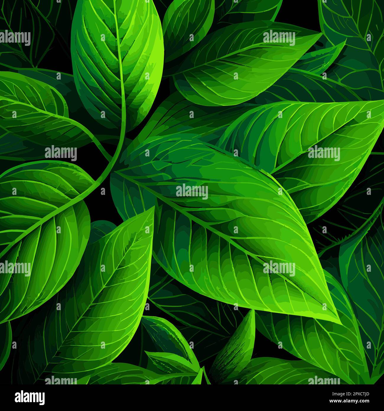 Texture of green leaves, green background pattern - Vector illustration ...