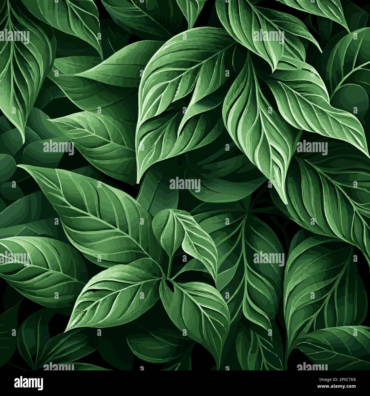 Texture of green leaves, green background pattern - Vector illustration ...