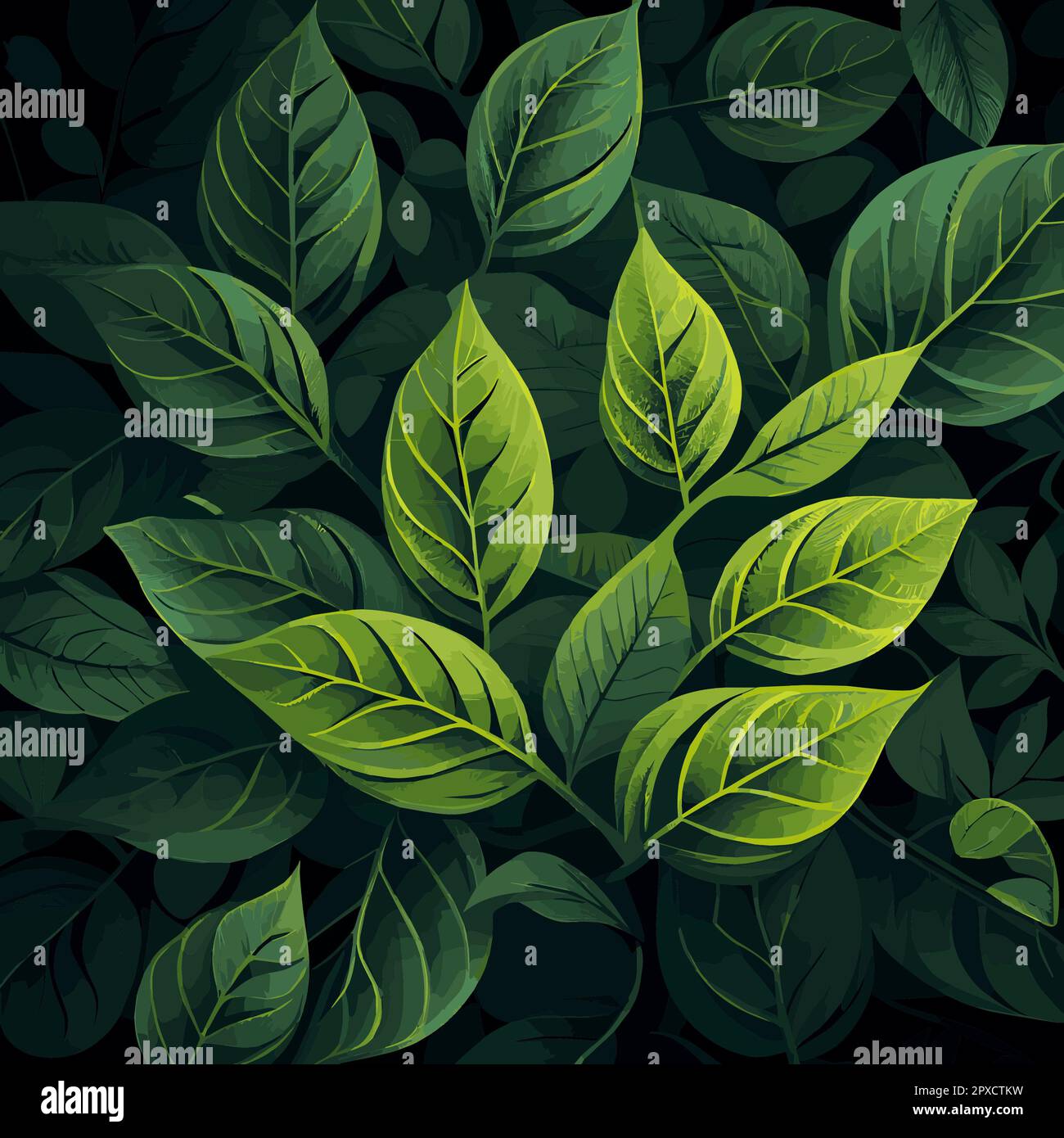 Texture of green leaves, green background pattern - Vector illustration ...