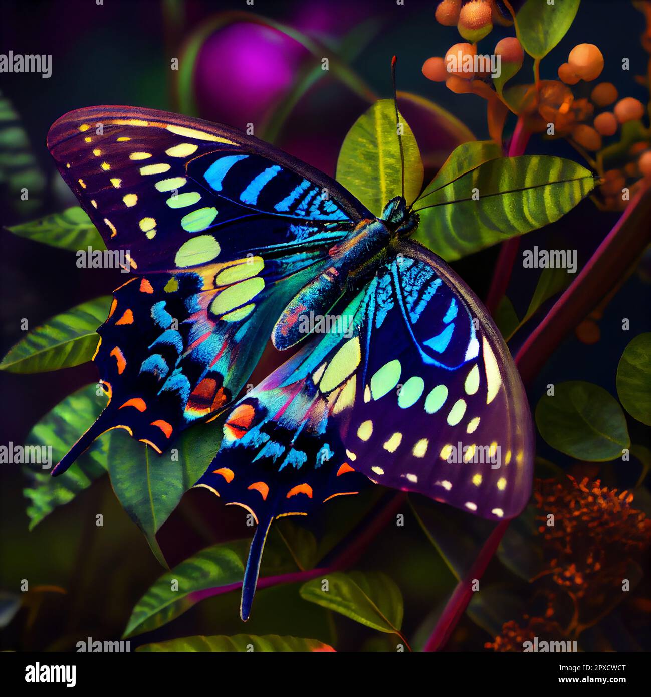 Beautiful butterfly sitting on the flower 3D illustration art design ...