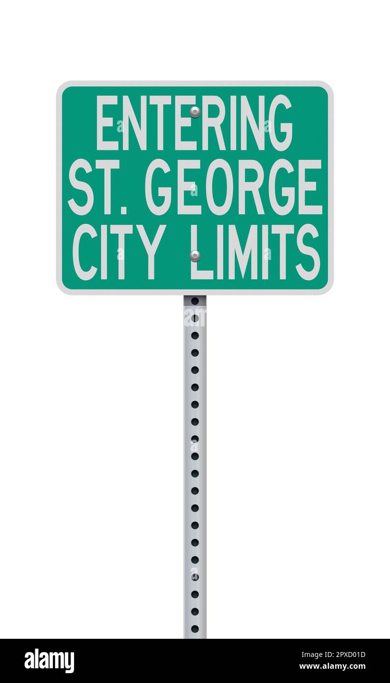 Vector illustration of the St. George (Utah) Entering City Limits green road sign on metallic post Stock Vector