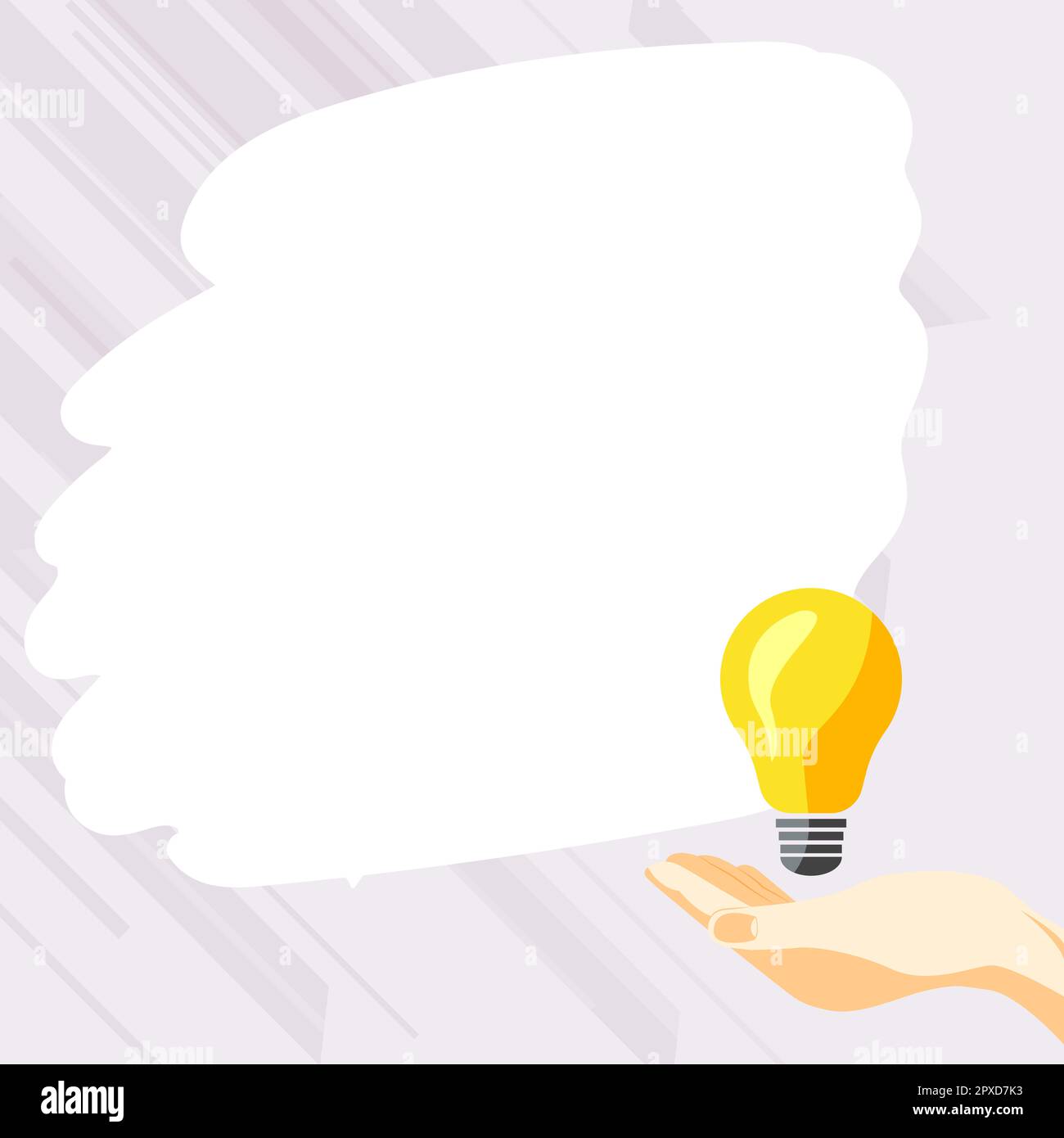 Hand holding yellow bulb. Important message written on white textholder. Stock Photo