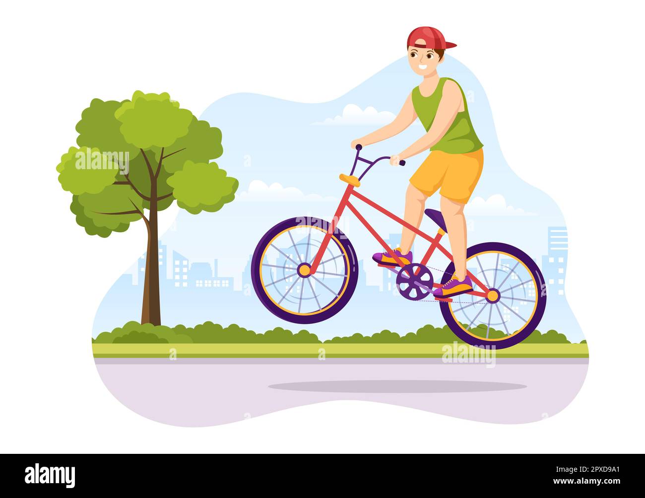 BMX Bicycle Sport Illustration with Young People Riding Bicycles for