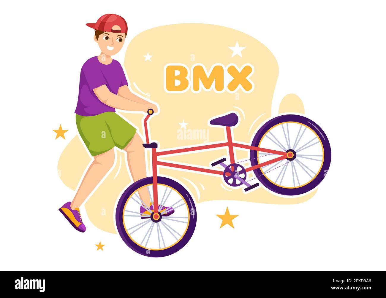 BMX Bicycle Sport Illustration with Young People Riding Bicycles for